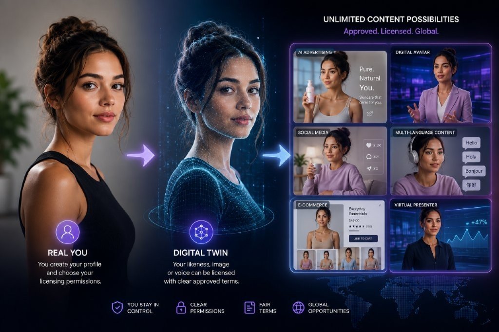 Real talent to digital twin licensing